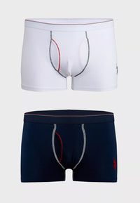 LOT DE 02 BOXERS HOMME STRETCH BRIEF - 80093-BLANC-BLEU