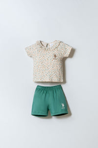 ENSEMBLE BEBE 02 PIECES ECRU-GREEN