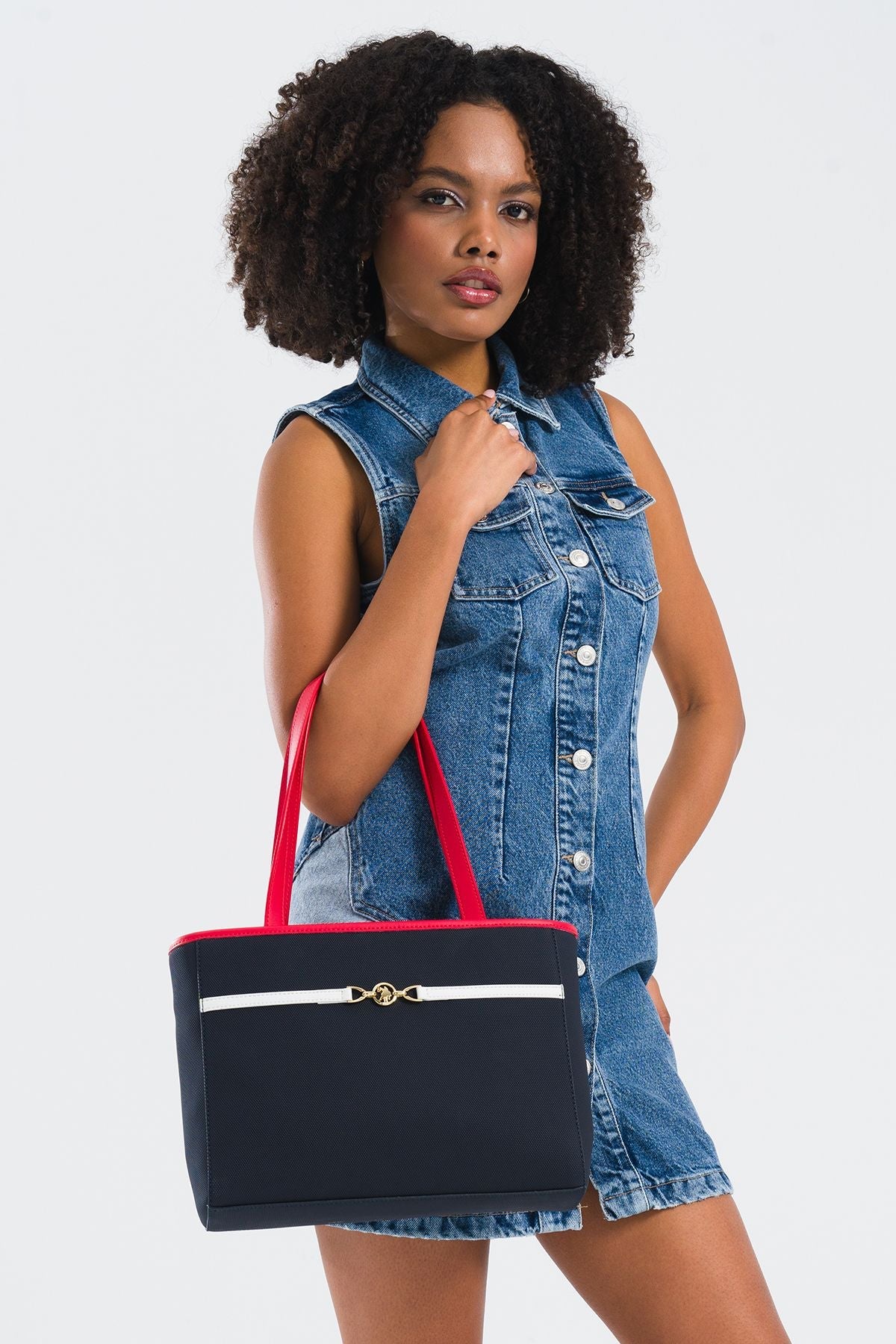 Women's bag US25233 NAVY-RED-WHITE