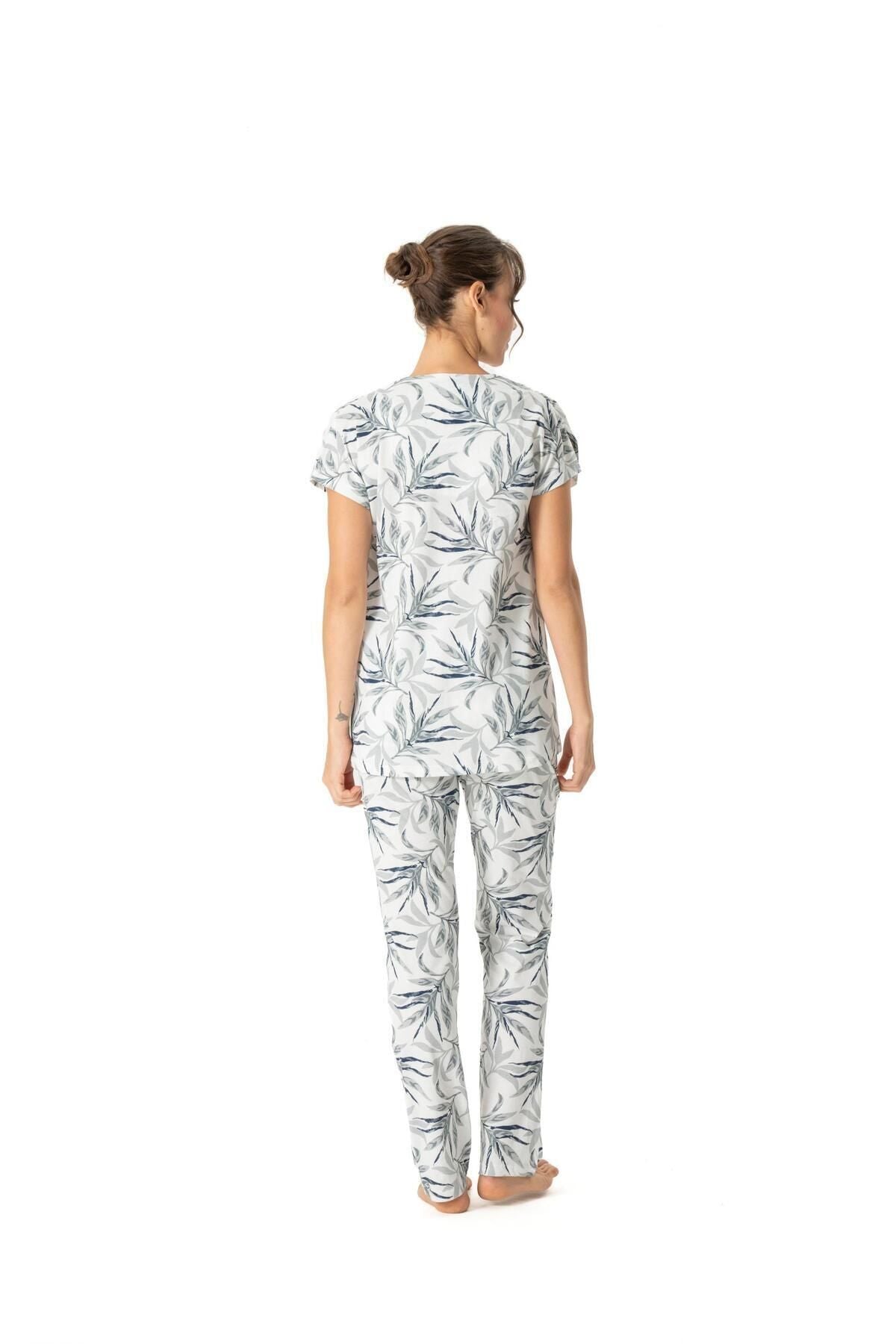 Ensemble pyjama long pour femme BLEU MARINE-17027