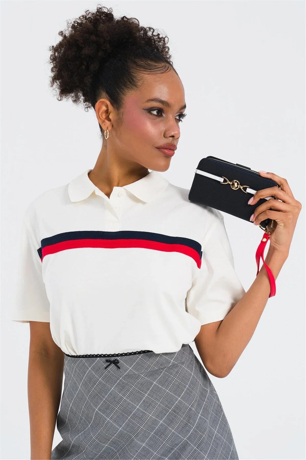 Women's Clutch Bag USC25367 NAVY BLUE WHITE