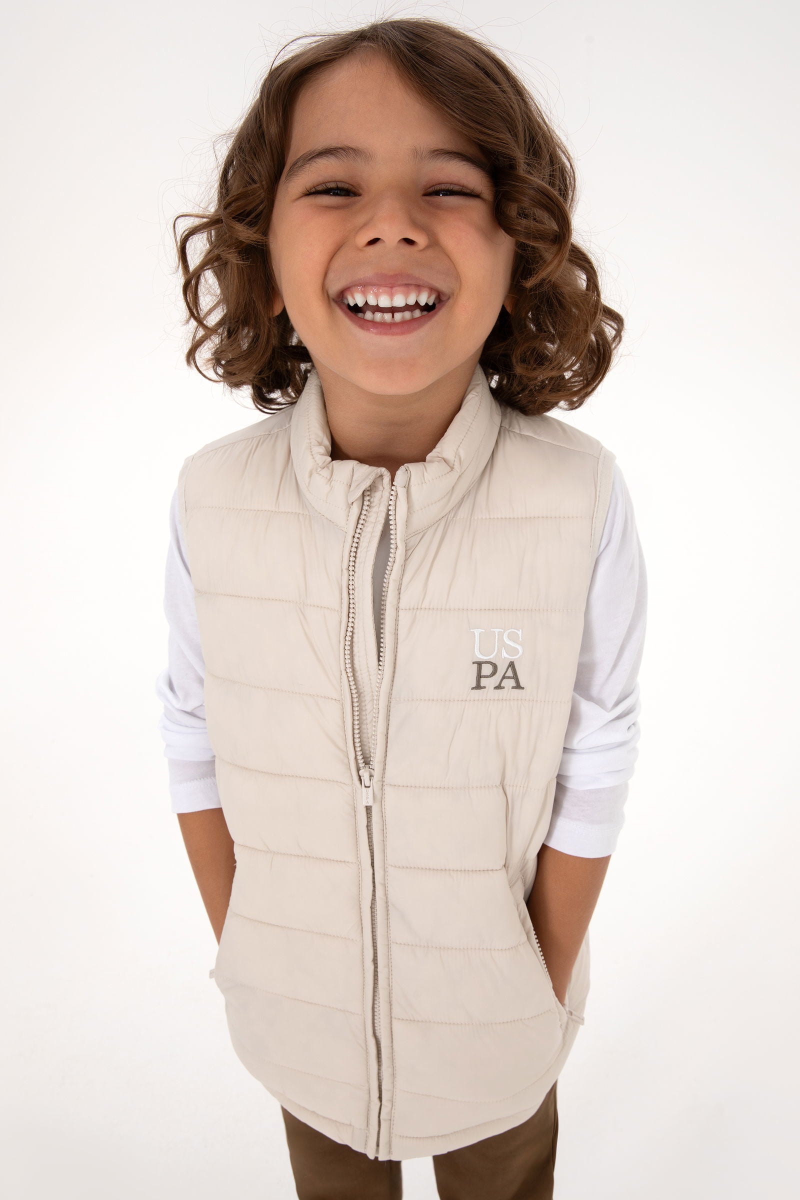VESTE SANS MANCHES GARCON E-FRANCISKIDS STONE