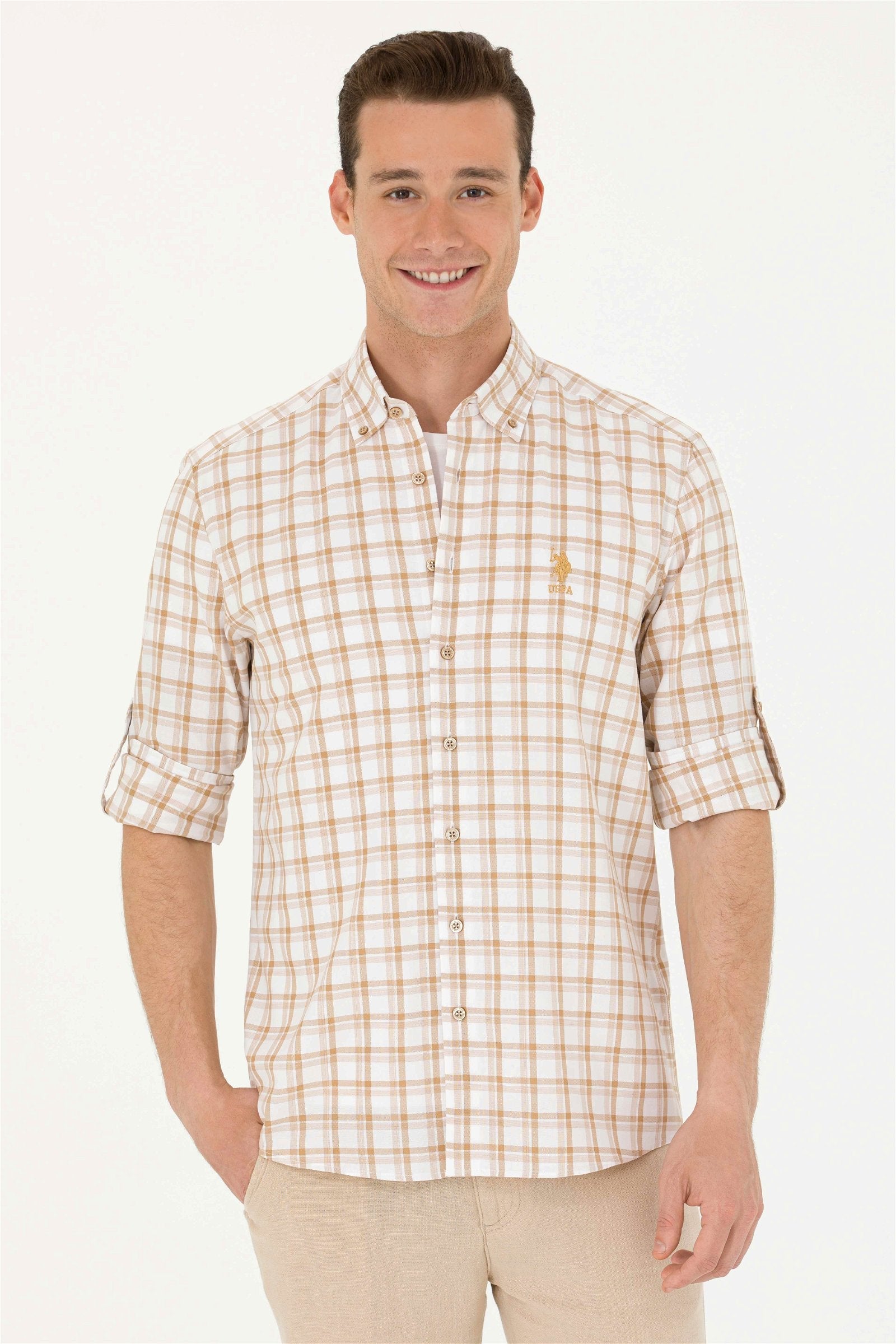CHEMISE HOMME ELIUS BROWN-CAMEL