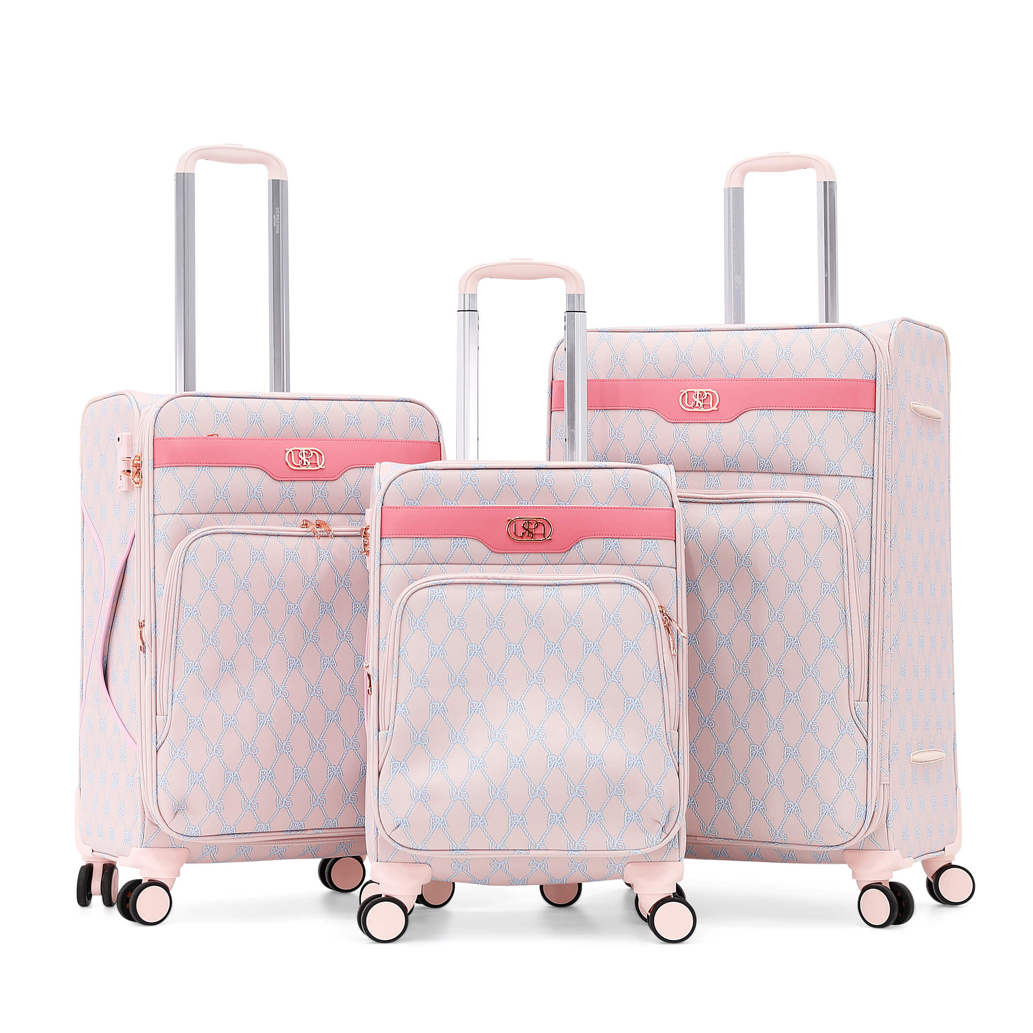 Ensemble valise USPA tissu PINK POUDRÉ