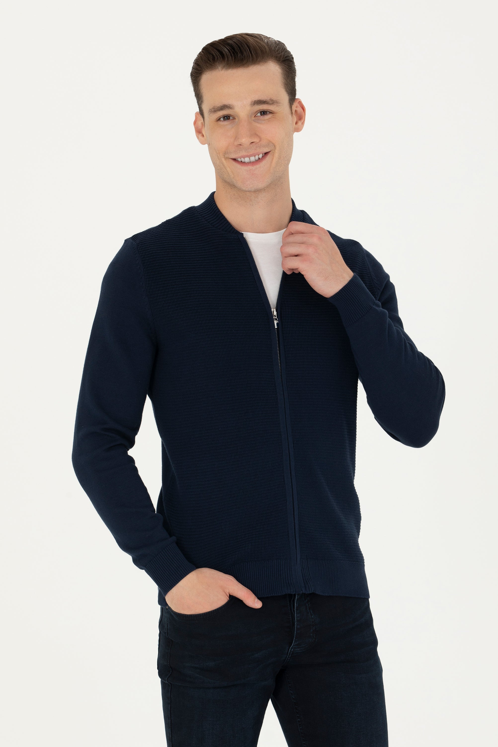 GILET BOMBER BLEU MARINE-1639181VR033