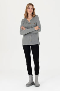 CARDIGAN FEMME CATINE MELANGE GREY