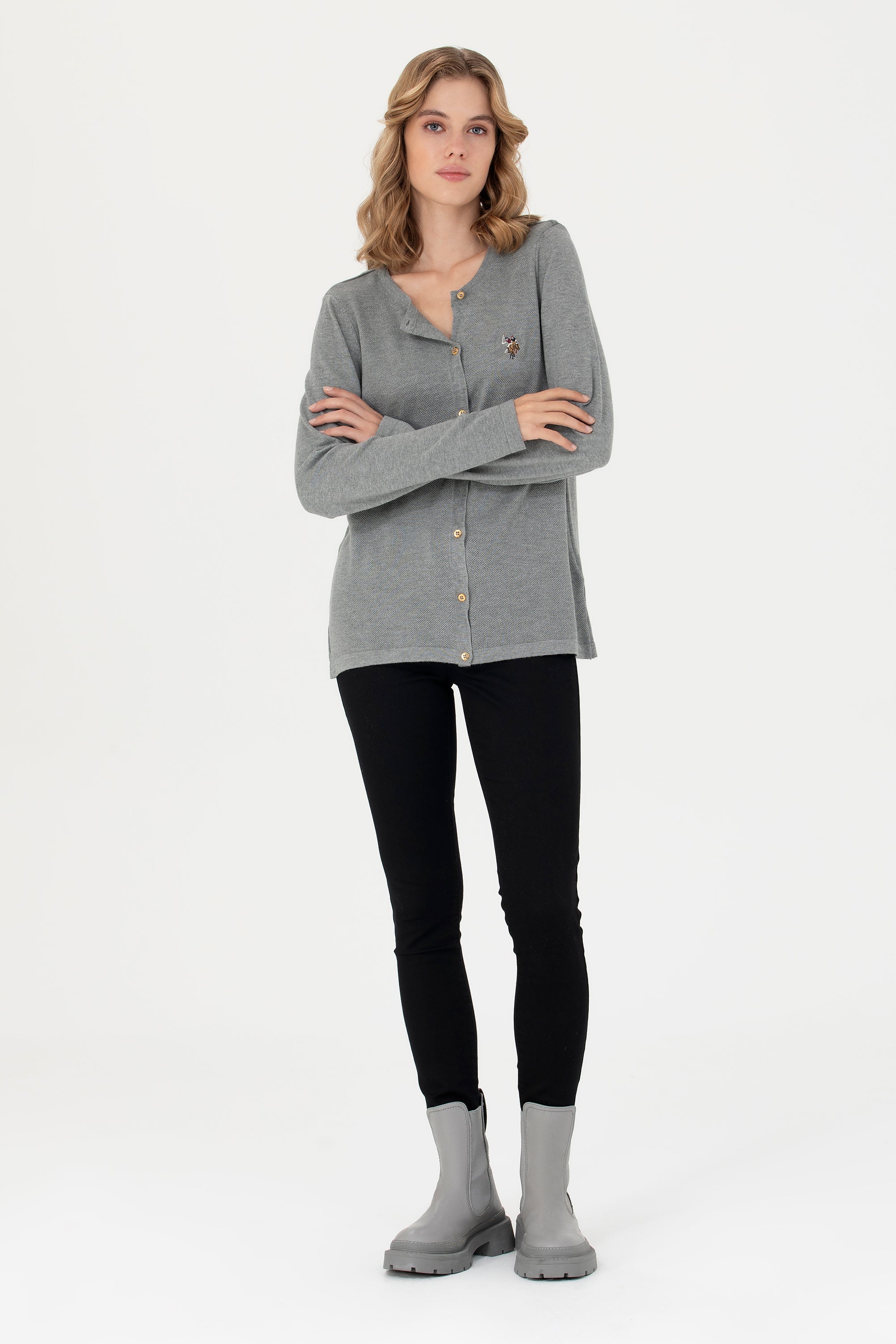 CARDIGAN FEMME CATINE MELANGE GREY