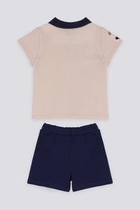 ENSEMBLE BEBE 02 PIECES CREME-BLUE