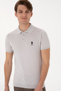 Knitted t-shirt RAHAL LIGHT GREY