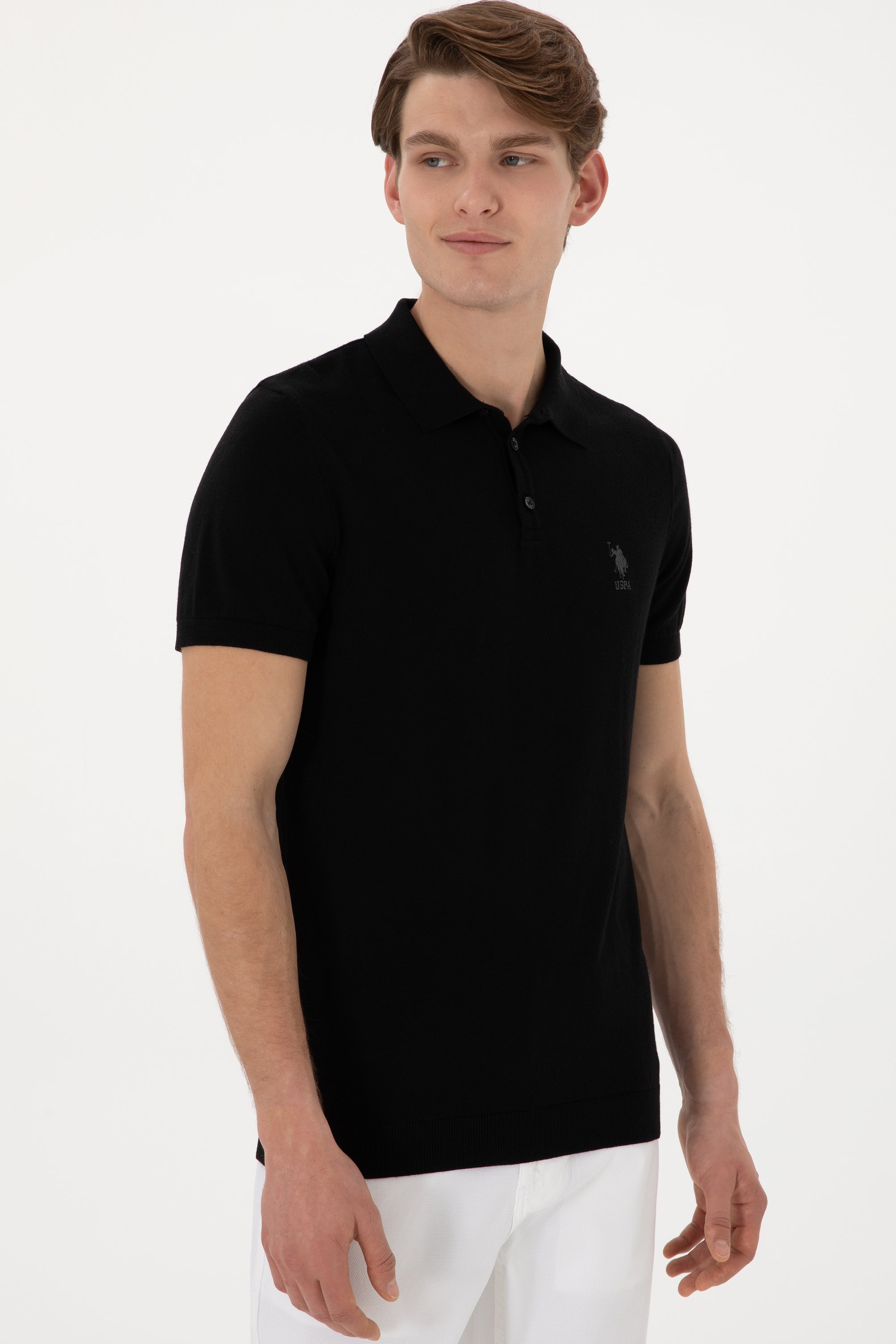 Knitted t-shirt RAHAL BLACK