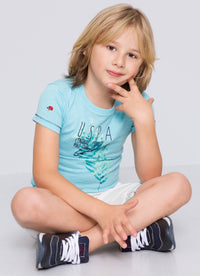 T-shirt garçon LUDO BLUE AQUA
