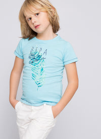 T-shirt garçon LUDO BLUE AQUA
