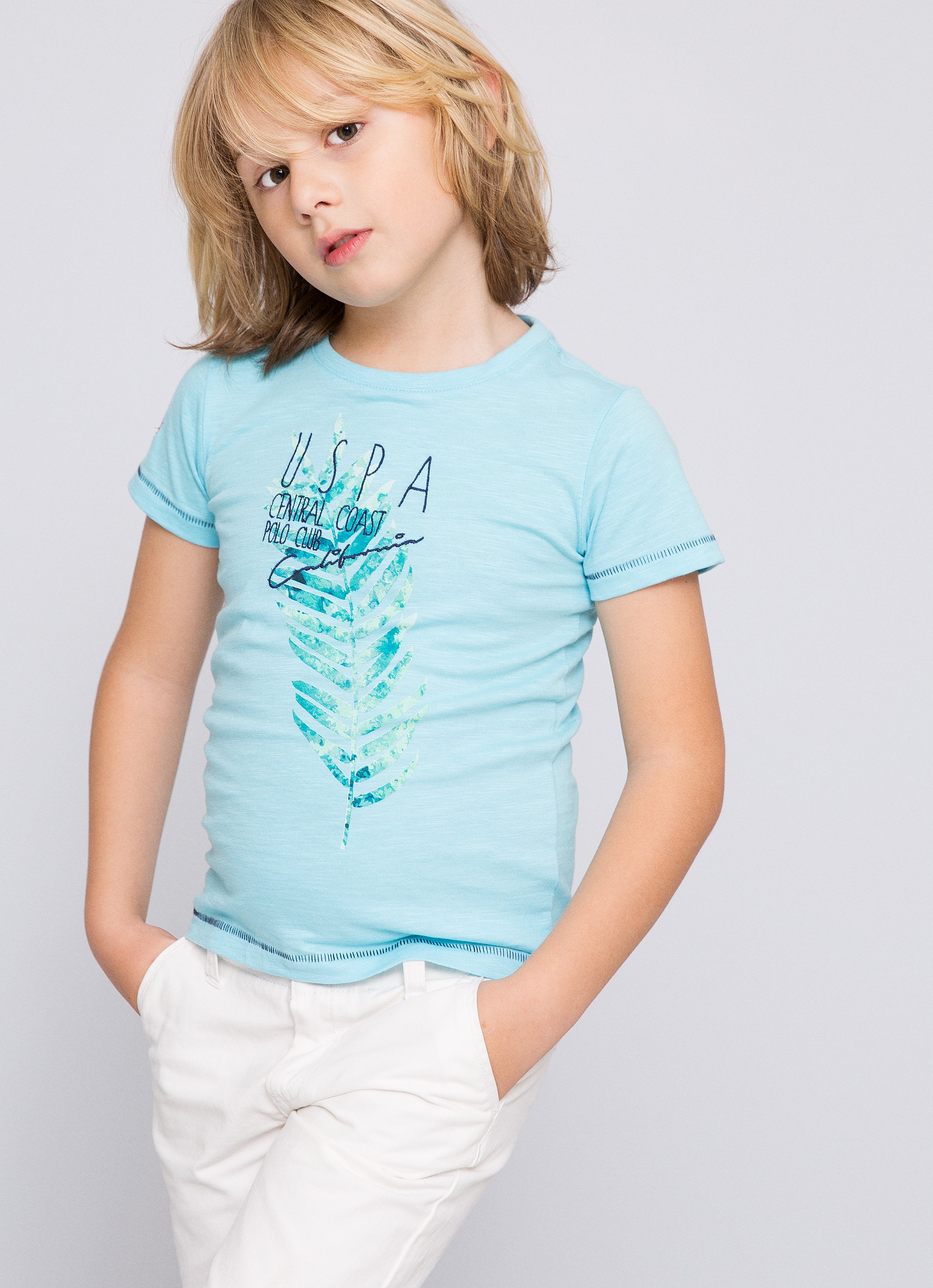 T-shirt garçon LUDO BLUE AQUA