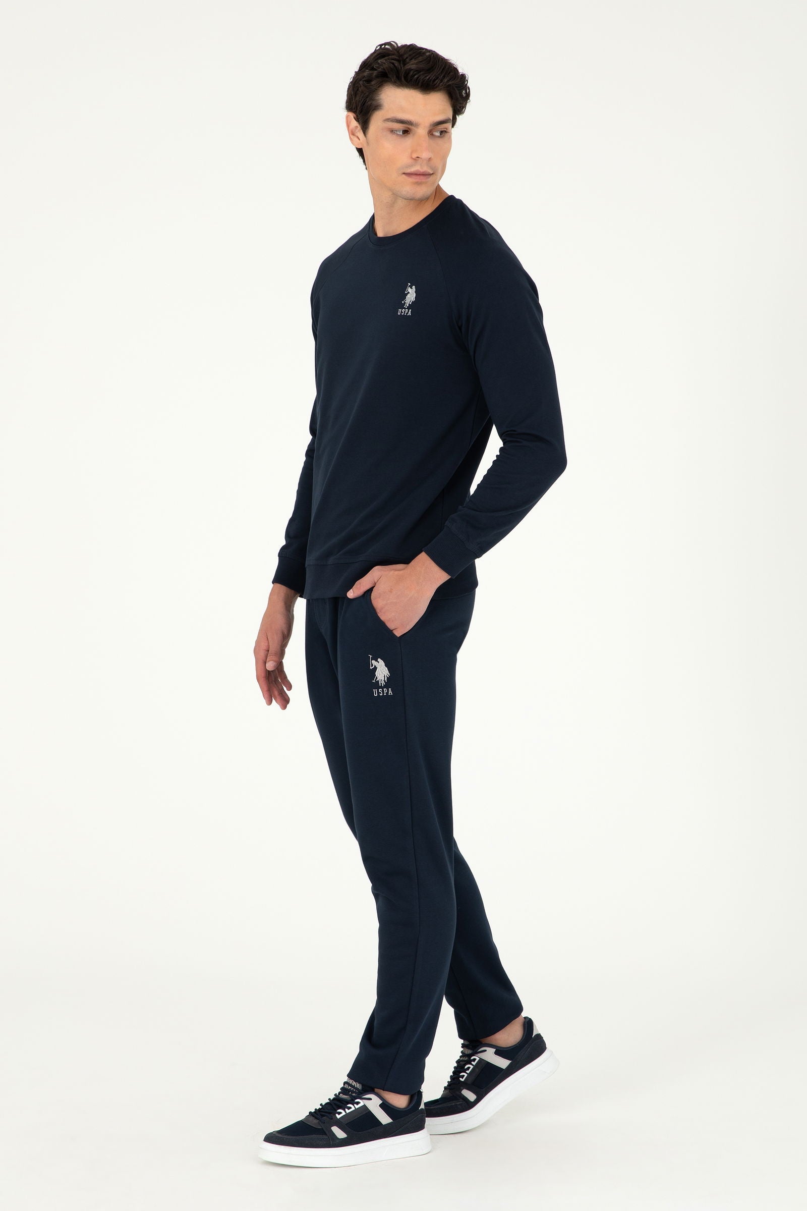 HENBIX JERSEY TROUSERS NAVY BLUE
