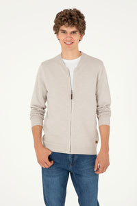 CHERY KNITTED CARDIGAN STONE MELANGE