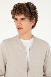 CARDIGAN HOMME CHERY KNITTED STONE-MELANGE