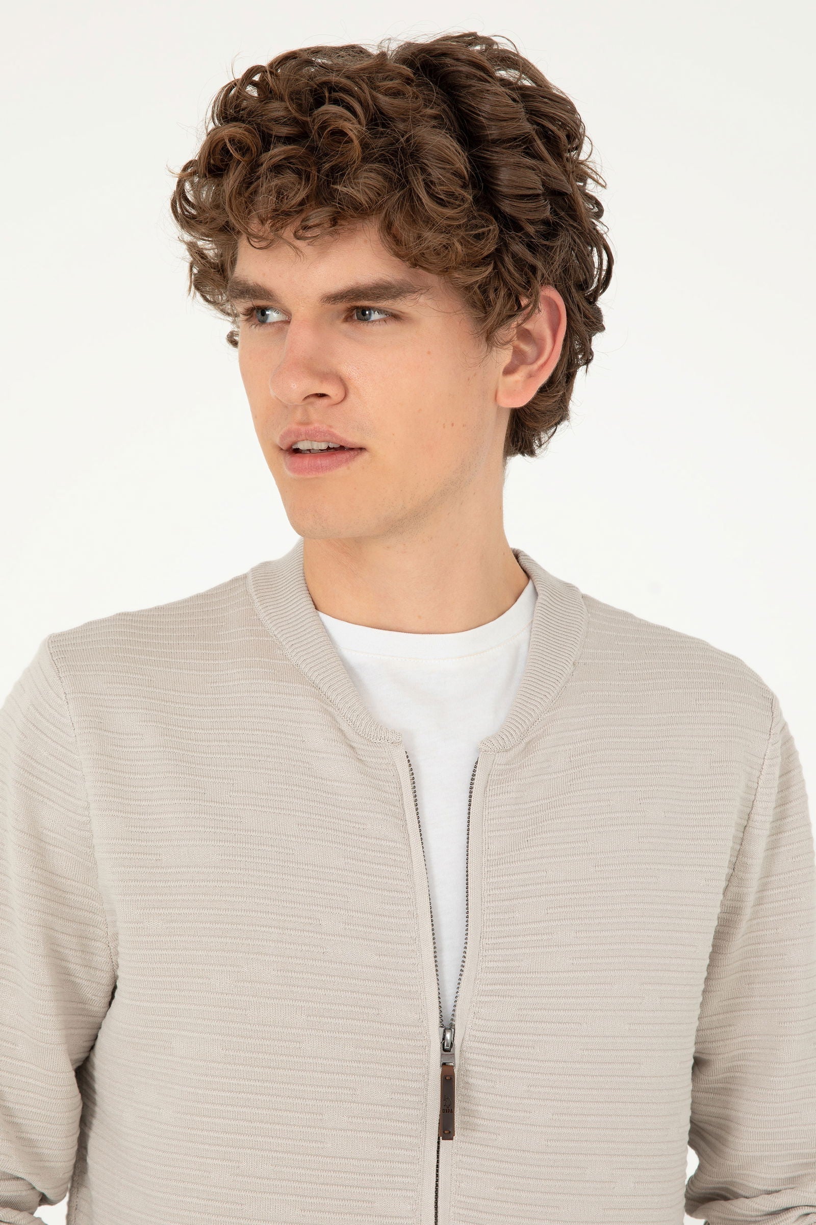 CARDIGAN HOMME CHERY KNITTED STONE-MELANGE