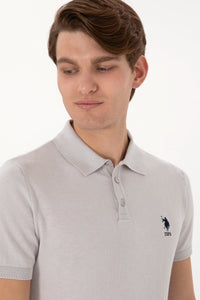 Knitted t-shirt RAHAL LIGHT GREY