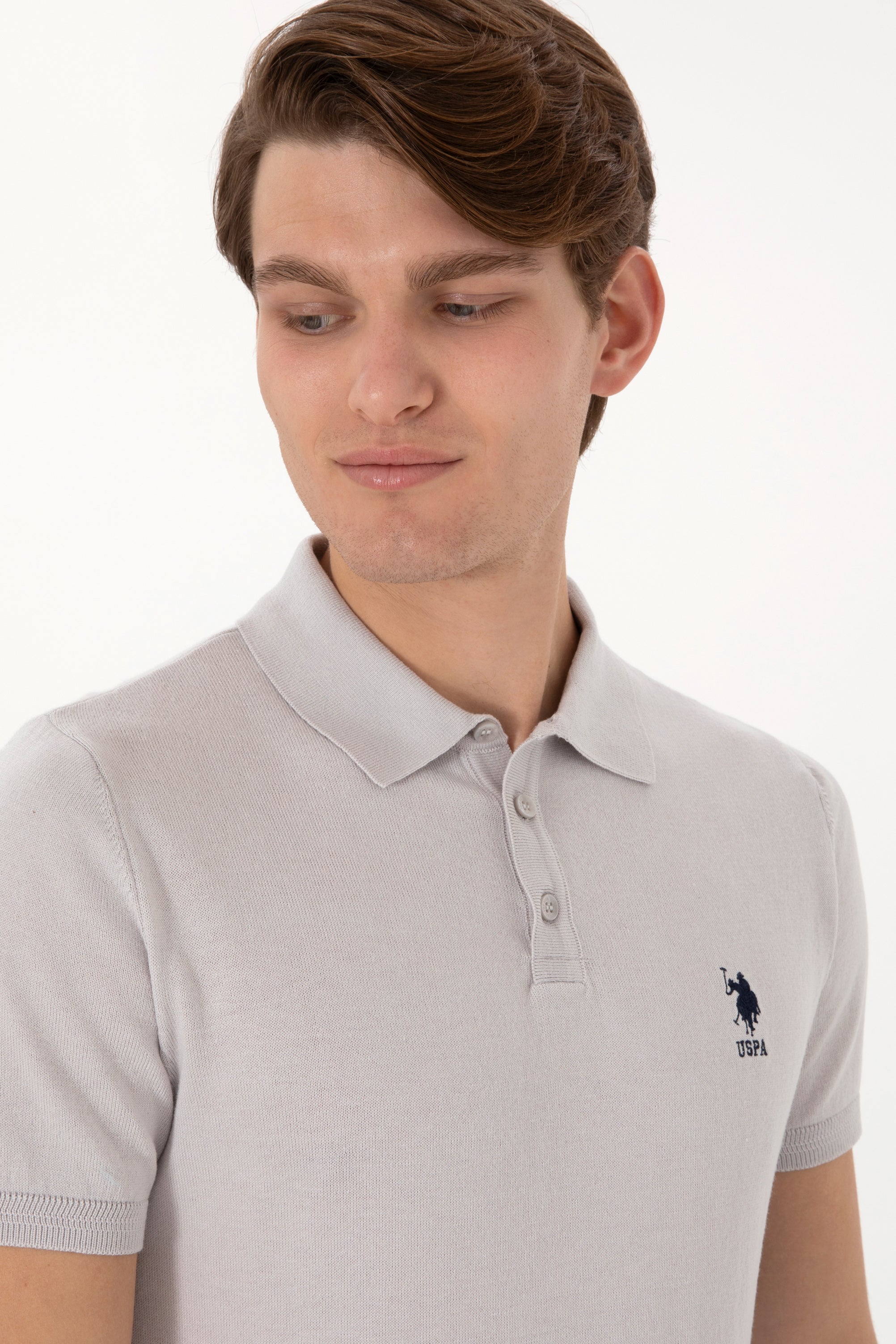 Knitted t-shirt RAHAL LIGHT GREY