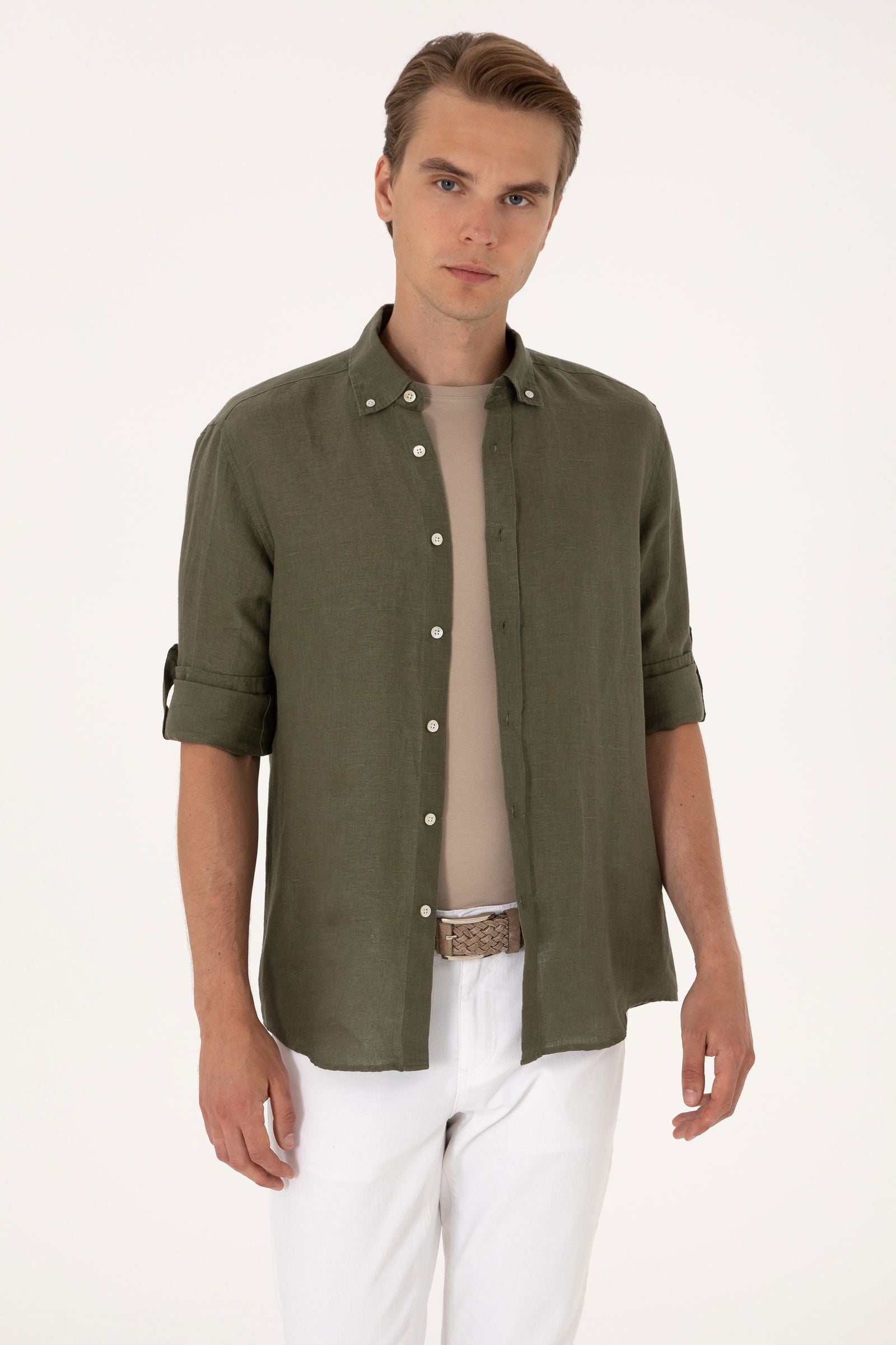 CHEMISE HOMME EX-LINO  GREEN-KAKI FONCE