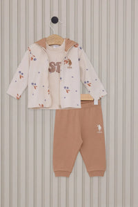 ENSEMBLE BEBE 03 PIECES BEIGE-CLAIR