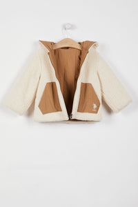 VESTE BEBE CRÈME-CAMEL A DEUX FACES
