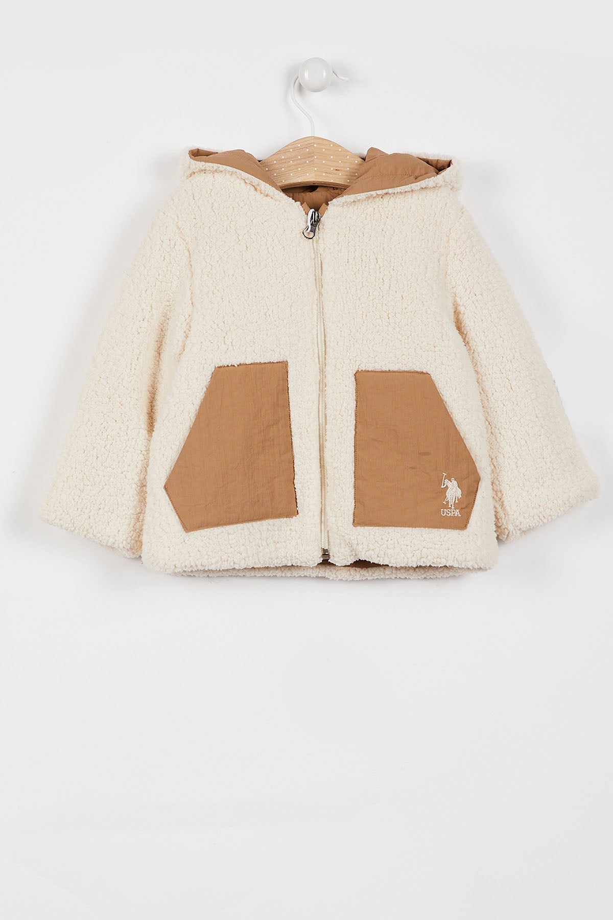 VESTE BEBE CRÈME-CAMEL A DEUX FACES