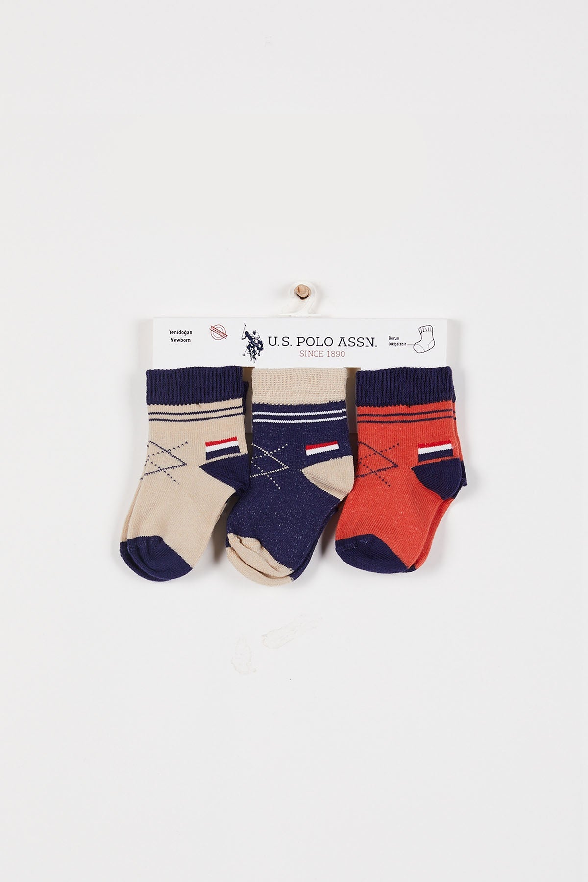 CHAUSSETTES BEBE LOT DE TROIS PAIRES BLUE-RED-CRÈME